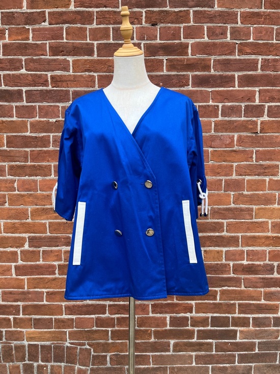 Courreges Jackets & Blazers - Vintage '80s Courreges Paris Nautical Royal Blue Double-Breasted Sailor Jacket